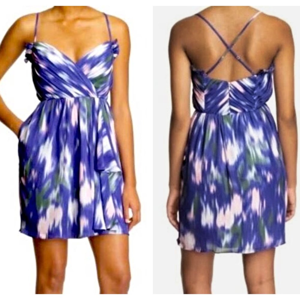 NWT* Shoshanna Silk Draped Dress w Pockets - Purple, Green, White - Sz 6